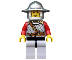 Kingdoms - Lion Knight Scale Mail with Chest Strap and Belt, Helmet with Broad Brim, Vertical Cheek Lines