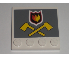 Tile, Modified 4 x 4 with Studs on Edge with Fire Logo Badge and Axes Pattern (Sticker) - Set 7208