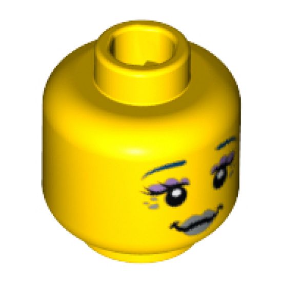Minifigure, Head Female with Silver Lips and Mermaid Scales, Long Eyelashes Pattern - Hollow Stud