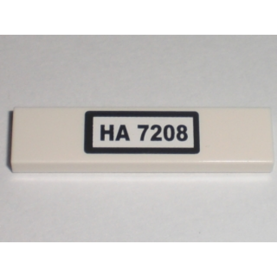 Tile 1 x 4 with Black 'HA 7208' Pattern (Sticker) - Set 7208