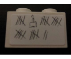 Brick 1 x 2 with Tally Marks and Cake with Candle Pattern (Sticker) - Set 6242