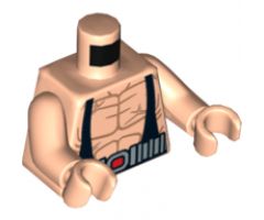 Torso Batman Muscles Outline with Black Suspenders and Silver Belt, Lime Hoses on Back Pattern / Light Nougat Arms / Light Nougat Hands
