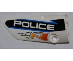 Technic, Panel Fairing # 3 Small Smooth Long, Side A with Orange Flames and White 'POLICE' on Black Background Pattern (Sticker) - Set 8221