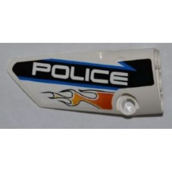 Technic, Panel Fairing # 3 Small Smooth Long, Side A with Orange Flames and White 'POLICE' on Black Background Pattern (Sticker) - Set 8221