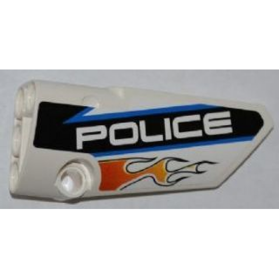 Technic, Panel Fairing # 4 Small Smooth Long, Side B with Orange Flames and White 'POLICE' on Black Background Pattern (Sticker) - Set 8221