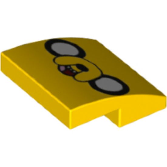 Slope, Curved 2 x 2 with Jake the Dog Face Pattern