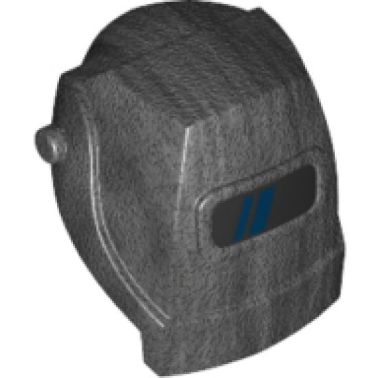 Minifigure, Headgear Helmet Welding with Dark Blue Stripes on Black Visor Pattern