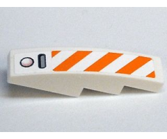 Slope, Curved 4 x 1 with Orange and White Diagonal Stripes Pattern (Sticker) - Set 7738