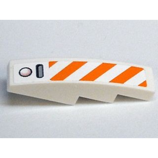Slope, Curved 4 x 1 with Orange and White Diagonal Stripes Pattern (Sticker) - Set 7738