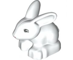 Duplo, Animal Bunny / Rabbit Head Pointed Straight with Squared Eyes and Thin Pink Nose Pattern