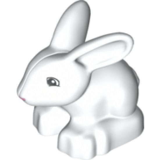 Duplo, Animal Bunny / Rabbit Head Pointed Straight with Squared Eyes and Thin Pink Nose Pattern
