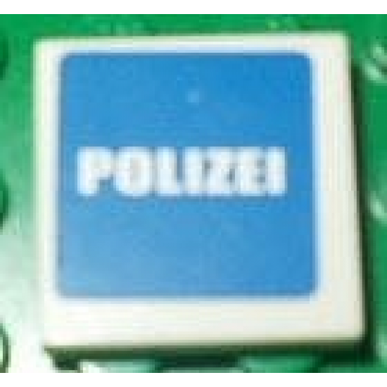 Tile 2 x 2 with White 'POLIZEI' on Blue Background Pattern (Sticker) - Set 7236-2