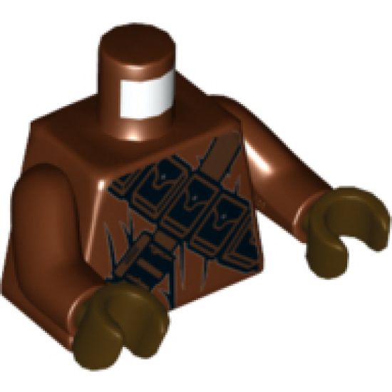 Torso SW Jawa with Dark Brown and Black Pouches and Straps Pattern / Reddish Brown Arms / Dark Brown Hands