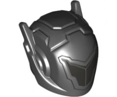 Minifigure, Headgear Helmet with Ear Antennae with Pearl Dark Gray V-Shaped Faceplate Pattern