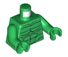 Torso Spider-Man Bare Chest with Muscles and Black Lines Front and Back Pattern (Scorpion) / Green Arms / Green Hands