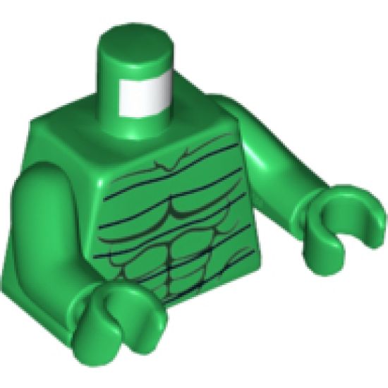 Torso Spider-Man Bare Chest with Muscles and Black Lines Front and Back Pattern (Scorpion) / Green Arms / Green Hands