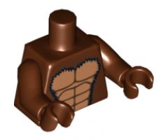 Torso Bare Chest with Muscles Outline and Black Hair Pattern / Reddish Brown Arms / Reddish Brown Hands