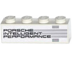 Brick 1 x 4 with 'PORSCHE INTELLIGENT PERFORMANCE' and Horizontal and Vertical Light Bluish Gray Stripes Pattern Model Left (Sticker) - Set 75912