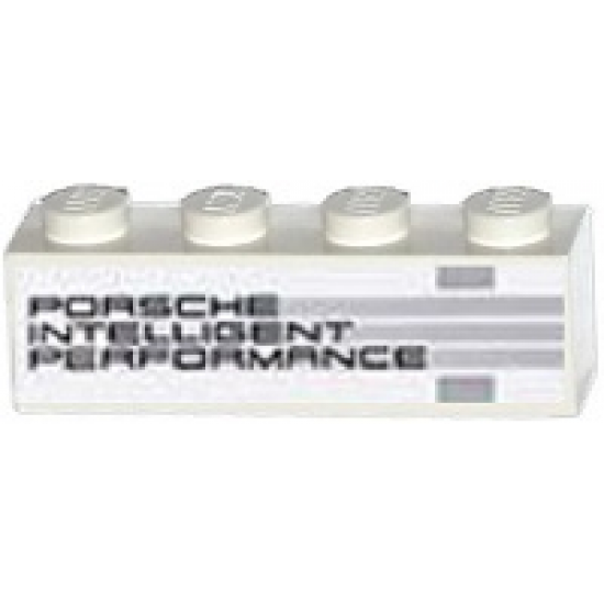 Brick 1 x 4 with 'PORSCHE INTELLIGENT PERFORMANCE' and Horizontal and Vertical Light Bluish Gray Stripes Pattern Model Left (Sticker) - Set 75912