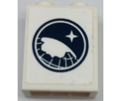 Brick 1 x 2 x 2 with Inside Stud Holder with Arctic Explorer Logo on White Background Pattern (Sticker) - Set 60062