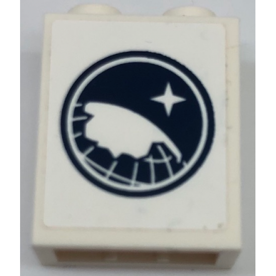 Brick 1 x 2 x 2 with Inside Stud Holder with Arctic Explorer Logo on White Background Pattern (Sticker) - Set 60062