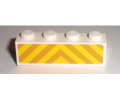 Brick 1 x 4 with Orange and Yellow Danger Stripes Pattern (Sticker) - Set 7733