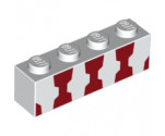Brick 1 x 4 with 3 Dark Red Vertical Stripes Pattern