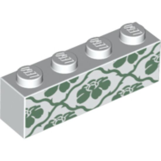 Brick 1 X 4 with Sand Green Wallpaper Pattern (76052)
