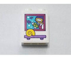 Brick 1 x 2 x 2 with Inside Stud Holder with Picture of Diver and Seashell on Shelf Pattern (Sticker) - Set 41317