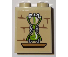 Brick 1 x 2 x 2 with Inside Stud Holder with Medium Nougat Shelf and Mortar, Lime and Silver Hourglass Pattern (Sticker) - Set 75969