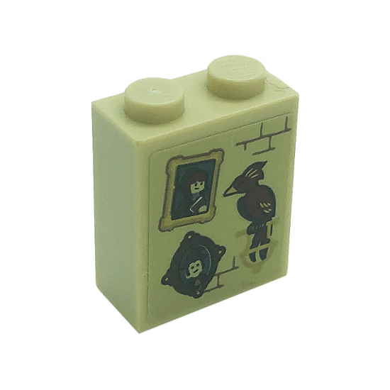 Brick 1 x 2 x 2 with Inside Stud Holder with Phoenix, 2 Portrait Pictures and Bricks Pattern (Sticker) - Set 71043