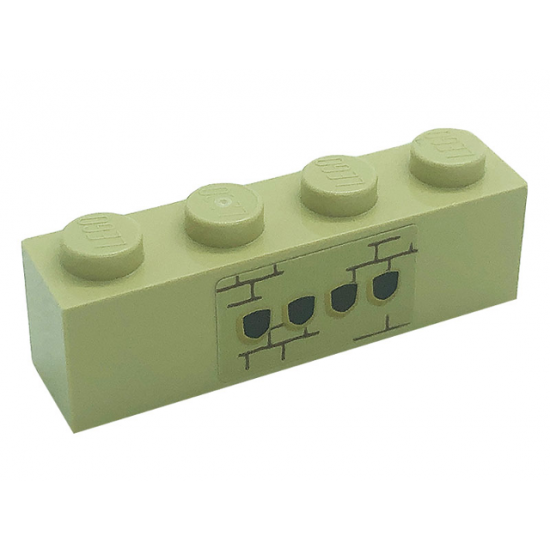 Brick 1 x 4 with Shields and Bricks Pattern (Sticker) - Set 71043