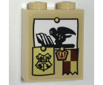 Brick 1 x 2 x 2 with Inside Stud Holder with Black Owl, Gold Hogwarts Crest and Gryffindor Banner Pattern (Sticker) - Set 75968