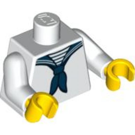 Torso Sailor Uniform with Dark Blue Neckerchief Pattern / White Arms / Yellow Hands
