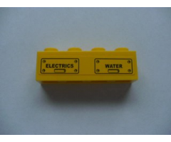 Brick 1 x 4 with 'ELECTRICS' and 'WATER' and Bolts Pattern (Sticker) - Set 7633