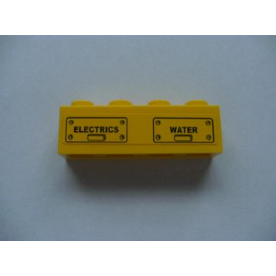 Brick 1 x 4 with 'ELECTRICS' and 'WATER' and Bolts Pattern (Sticker) - Set 7633