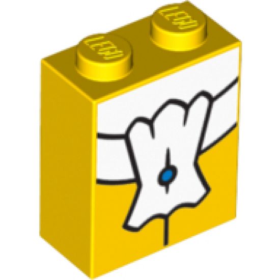 Brick 1 x 2 x 2 with Inside Stud Holder with White Tie Pattern