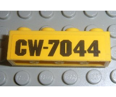 Brick 1 x 4 with Black 'CW-7044' Pattern (Sticker) - Set 7044