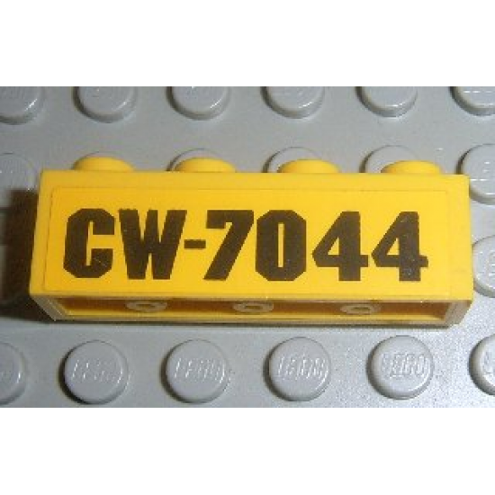 Brick 1 x 4 with Black 'CW-7044' Pattern (Sticker) - Set 7044