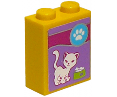 Brick 1 x 2 x 2 with Inside Stud Holder with Paw Print, Cat and Food Bowl Pattern (Sticker) - Set 41007