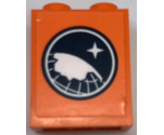 Brick 1 x 2 x 2 with Inside Stud Holder with Arctic Explorer Logo on Orange Background Pattern (Sticker) - Set 60062