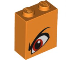 Brick 1 x 2 x 2 with Inside Stud Holder with Angry Red Left Eye and Eyebrow Pattern (Queen Watevra Wa'Nabi)
