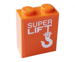 Brick 1 x 2 x 2 with Inside Stud Holder with White 'SUPER LIFT' and Hook Pattern (Sticker) - Set 60233
