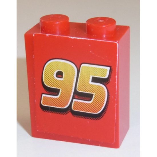 Brick 1 x 2 x 2 with Inside Stud Holder with '95' Pattern (Sticker) - Set 8486