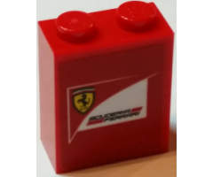 Brick 1 x 2 x 2 with Inside Stud Holder with Scuderia Ferrari Logo with Black Outlined Ferrrari Logo Pattern (Sticker) - Set 75913