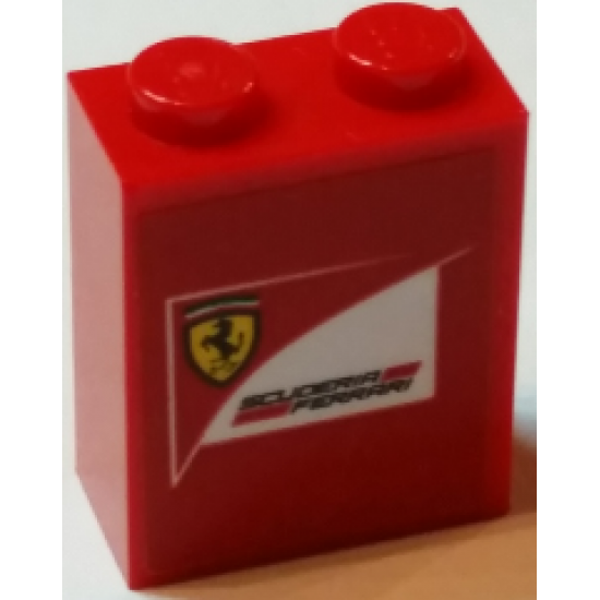 Brick 1 x 2 x 2 with Inside Stud Holder with Scuderia Ferrari Logo with Black Outlined Ferrrari Logo Pattern (Sticker) - Set 75913