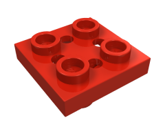 Plate, Modified 2 x 2 with Pin on Bottom, Small Holes in Plate and Locking Fingers on Underside