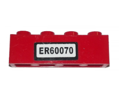 Brick 1 x 4 with 'ER60070' License Plate Pattern (Sticker) - Set 60070