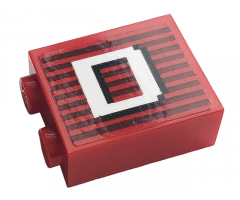 Brick 1 x 2 x 2 with Inside Stud Holder with Gray Stripes and White Letter 'D' Pattern Model Left Side (Sticker) - 10272