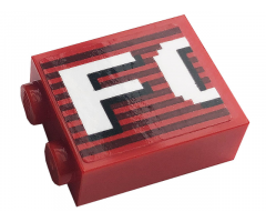 Brick 1 x 2 x 2 with Inside Stud Holder with Gray Stripes and White 'FO' Pattern (Sticker) - 10272